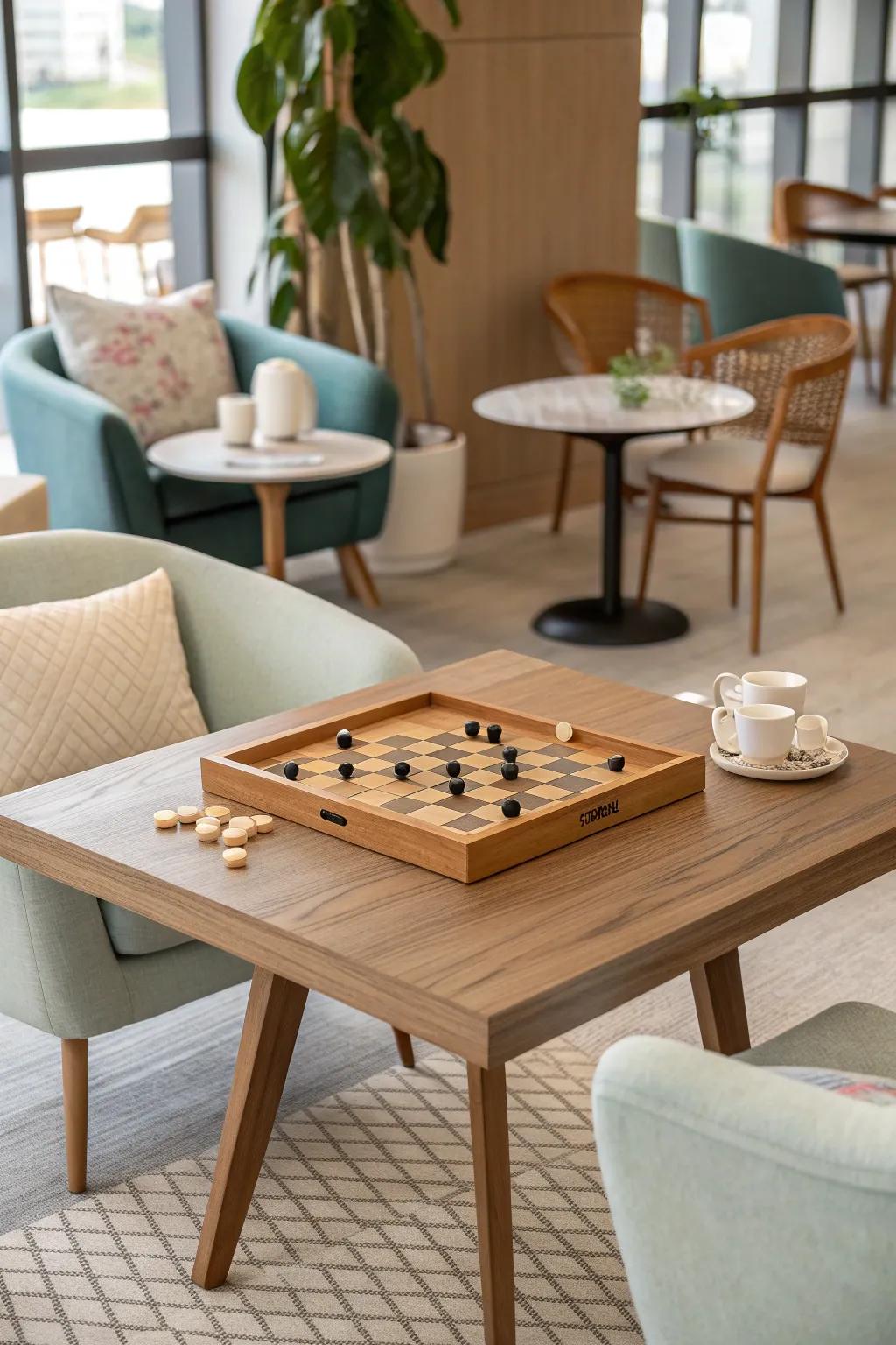 Encourage relaxation and fun with playful elements like games and puzzles.