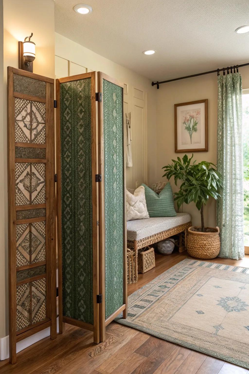 Accordion dividers provide adaptable style and privacy. #FlexibleSpaces #SmartDesign