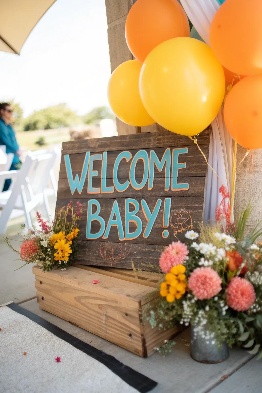 Welcome your little one with a personalized sign that adds a charming touch to your celebration.
