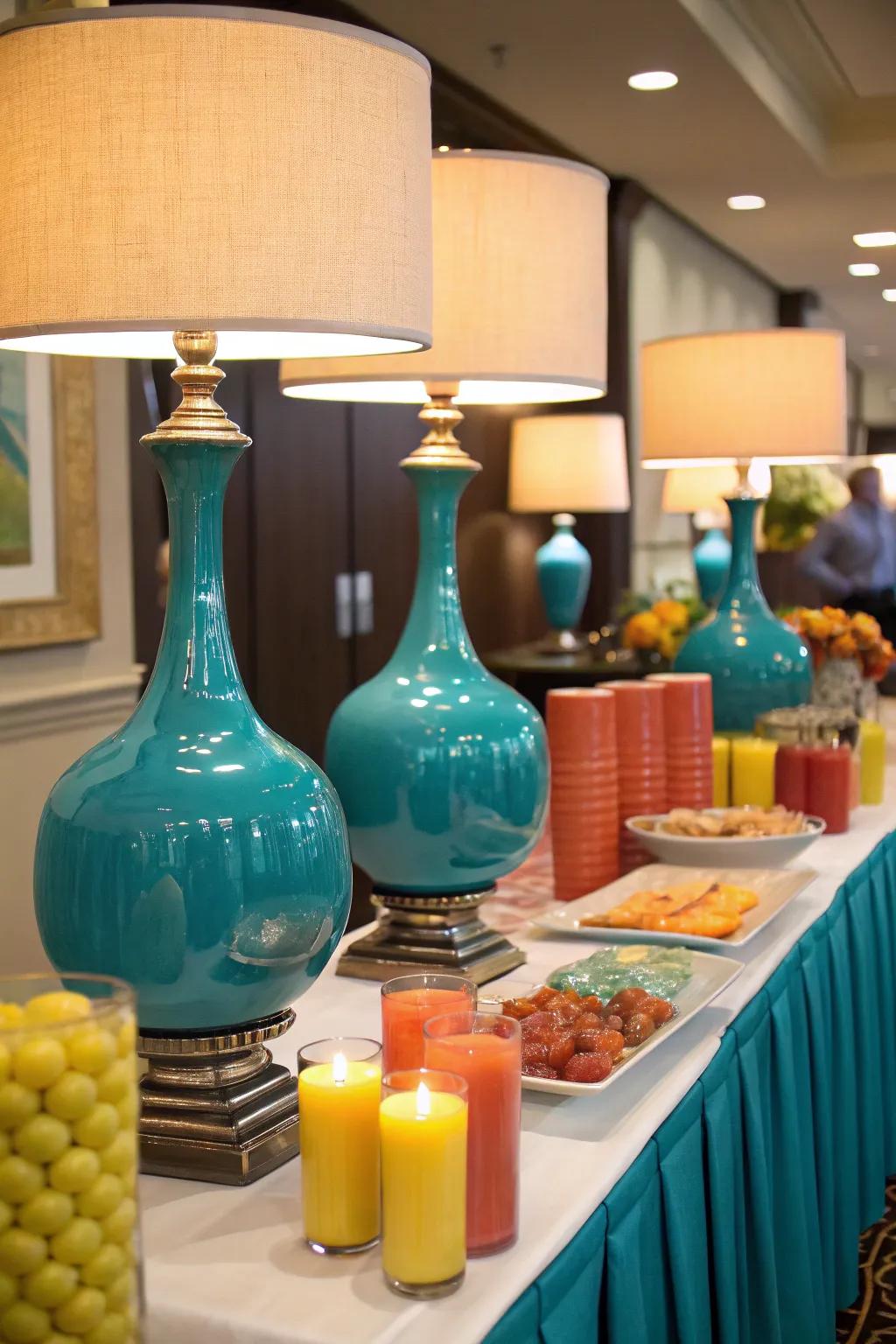 Create a warm and inviting atmosphere with elegant table lamps on your buffet.