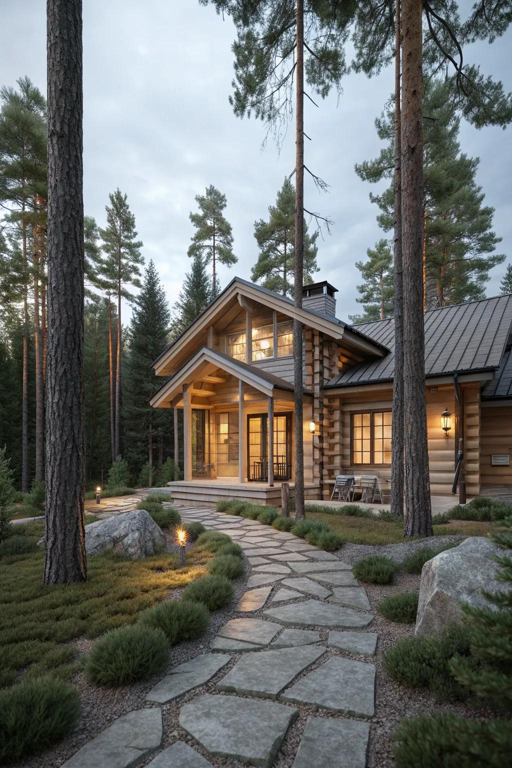 Experience the timeless beauty of a log cabin surrounded by nature.