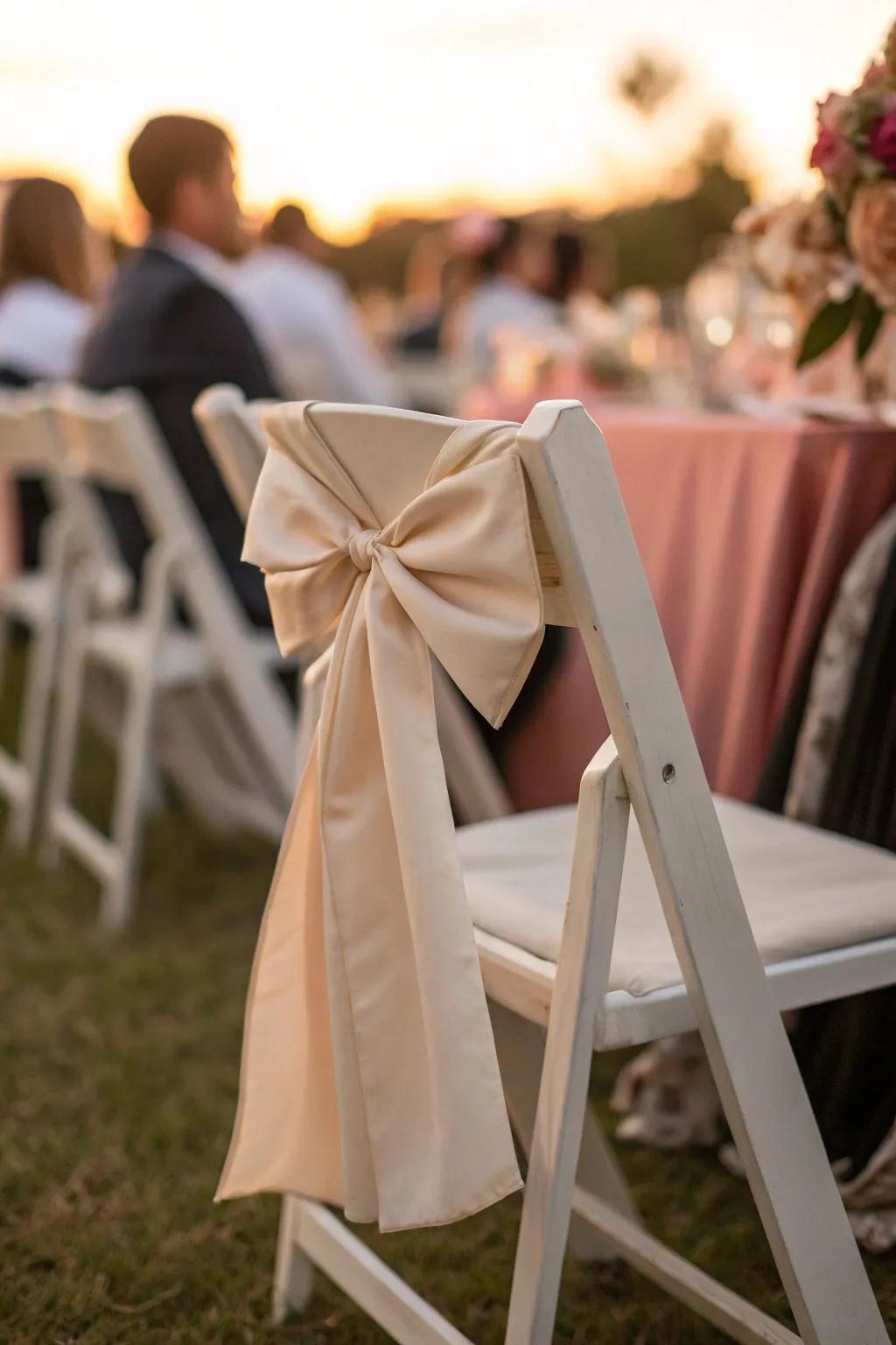 Achieve understated elegance with simple bow tie sashes, ideal for any refined gathering.