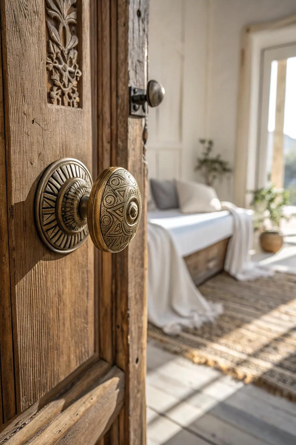 Add a touch of vintage charm with ornate door knobs.
