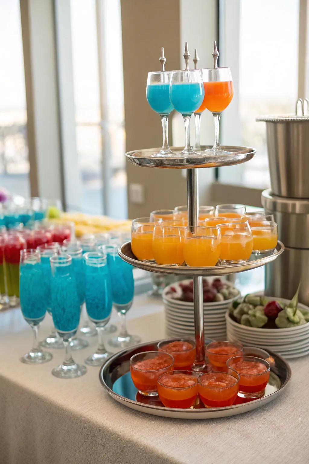 Elevate your drink station with tiered stands that offer both style and convenience.