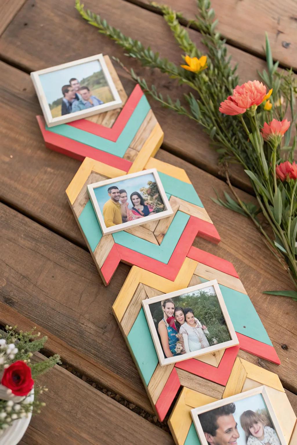 Turn memories into a charming display with photo blocks that invite guests to reminisce.
