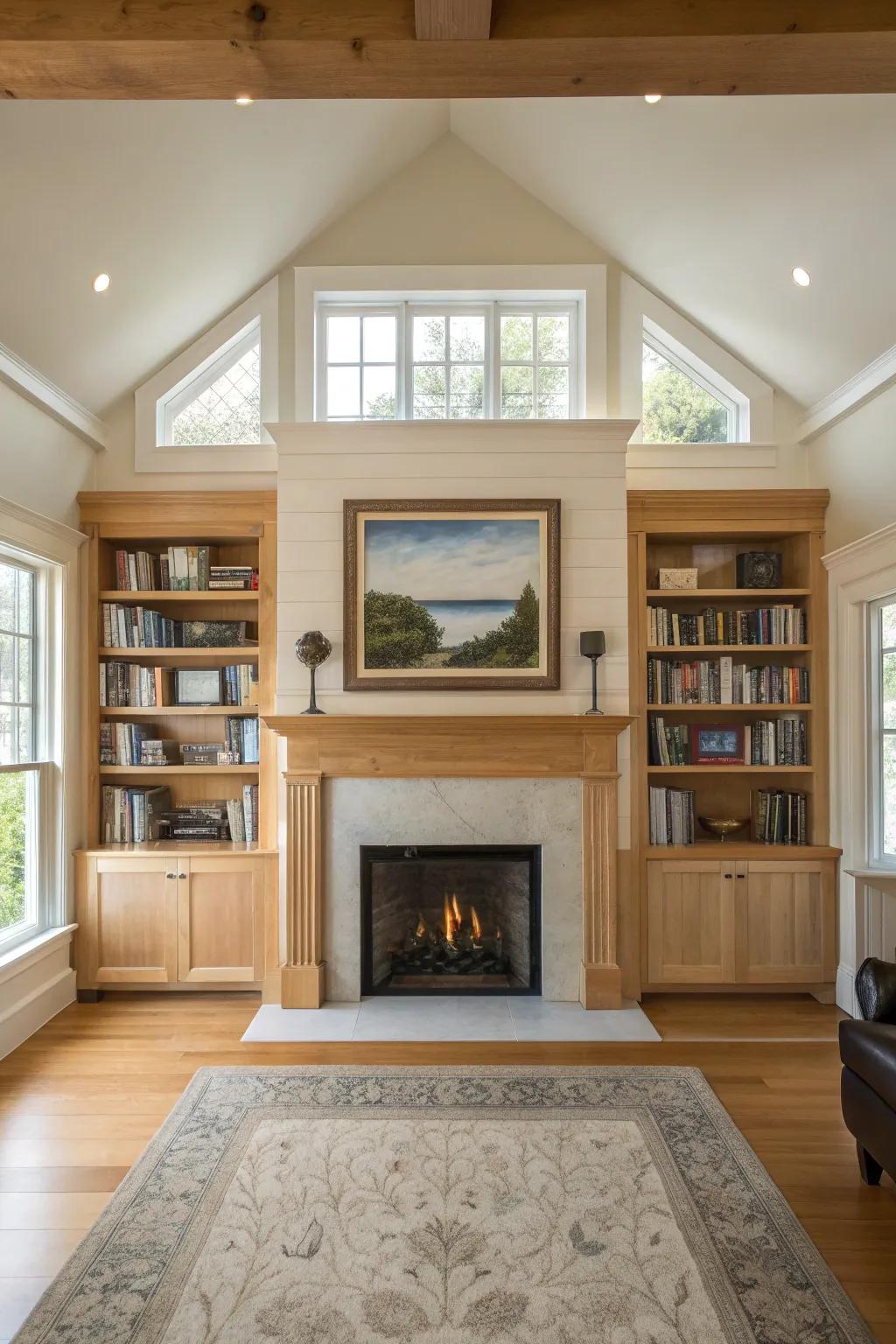 Elevate your space with art above the fireplace, creating a stunning visual anchor in your room.