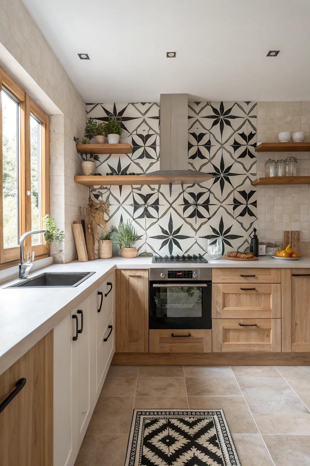Add a pop of style with bold geometric patterns that draw the eye and define your kitchen's personality.