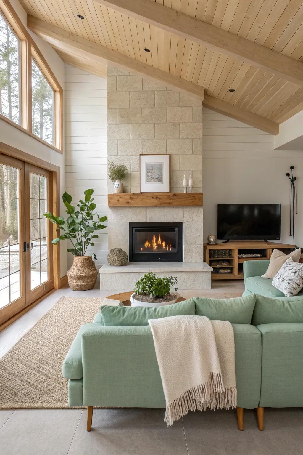 Create a cozy focal point with your sectional centered around the fireplace.