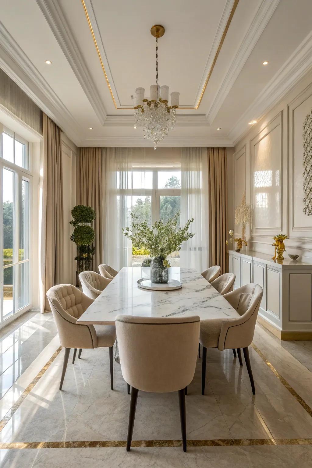 Embrace the timeless elegance of high-quality materials for your dining furniture.