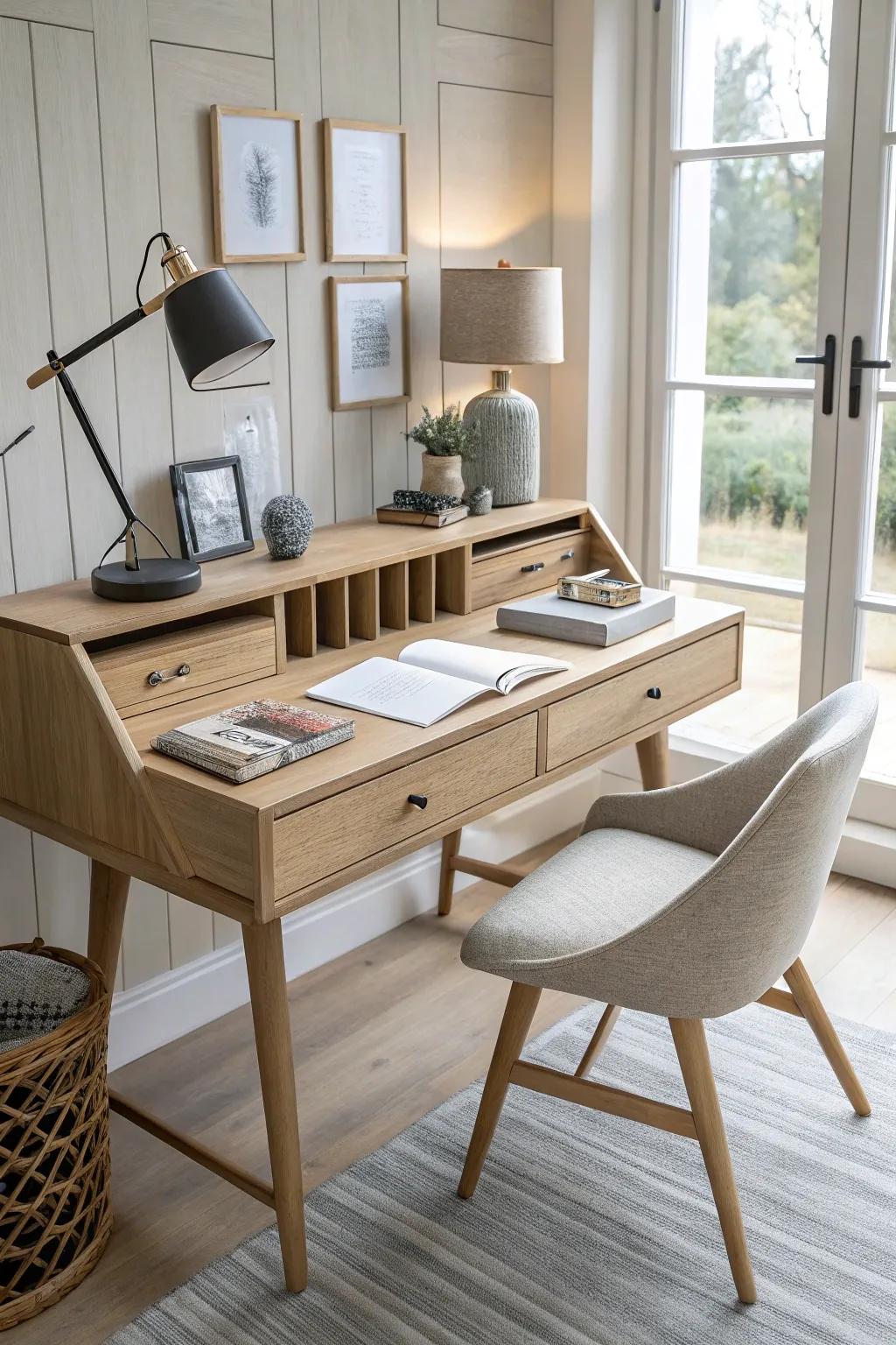 Blend function and elegance with a desk that keeps everything you need within reach.