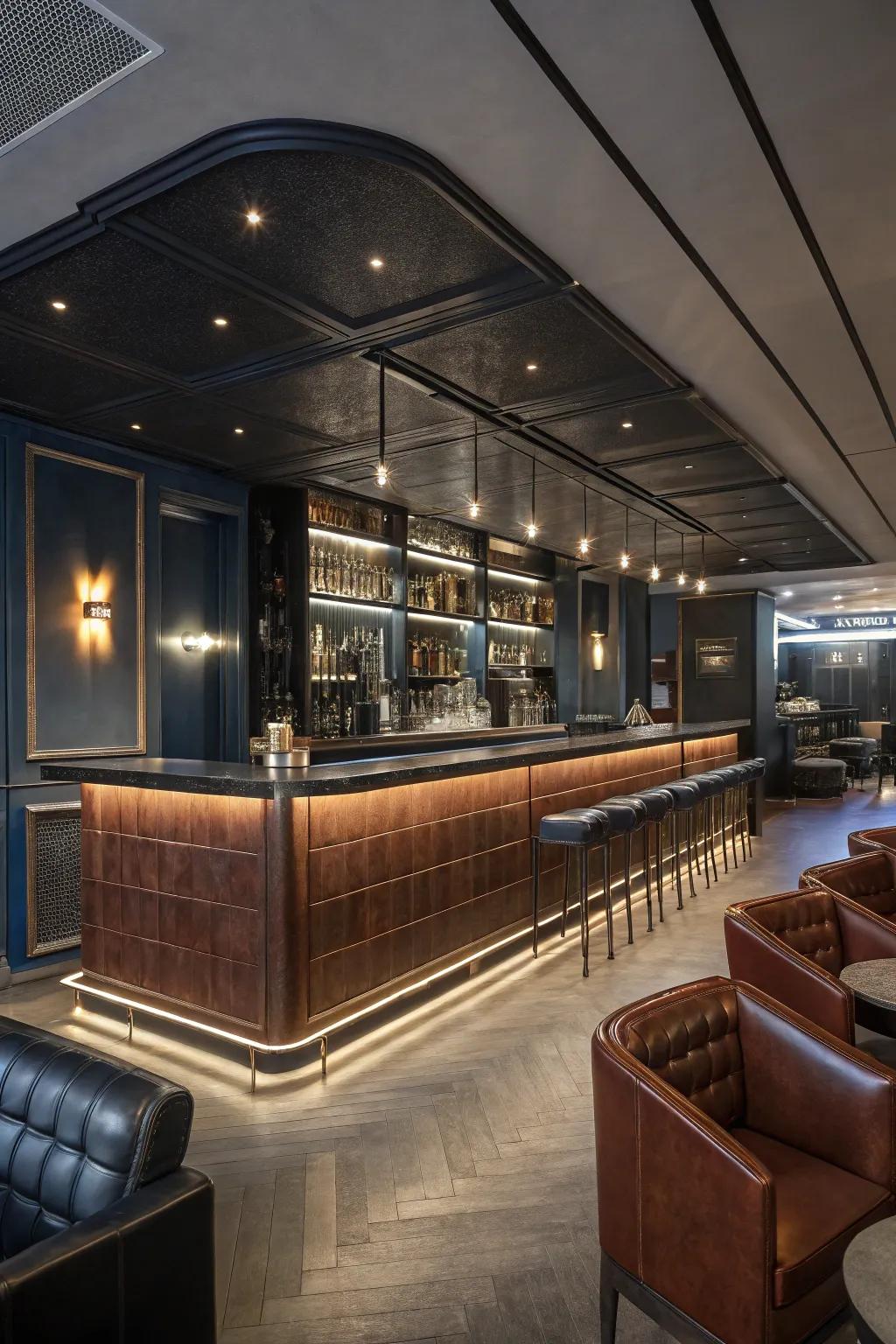 Sleek lines and modern design create an unforgettable, stylish nightclub atmosphere.