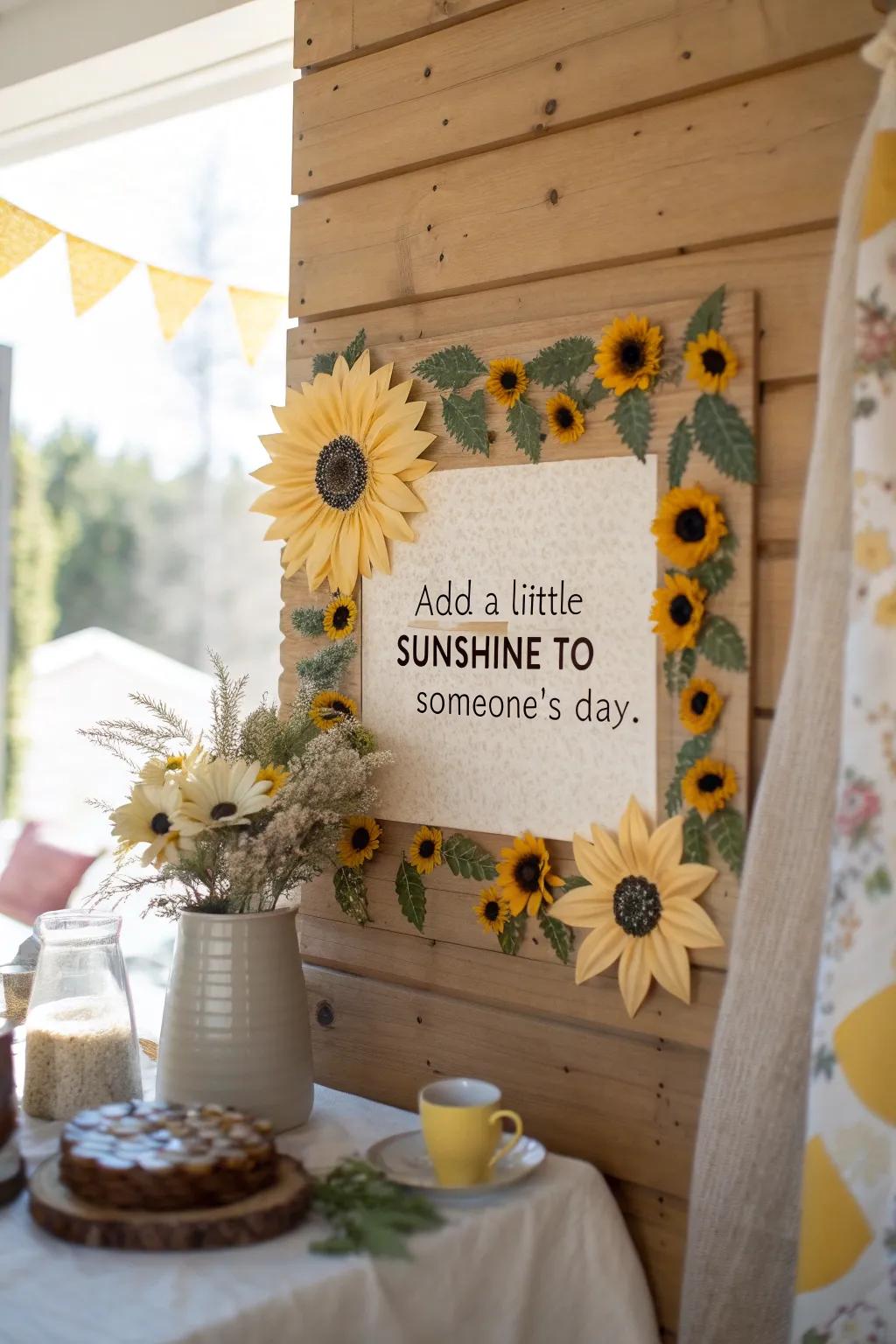 Inspirational sunflower quotes add a daily dose of positivity and warmth to this cozy space.