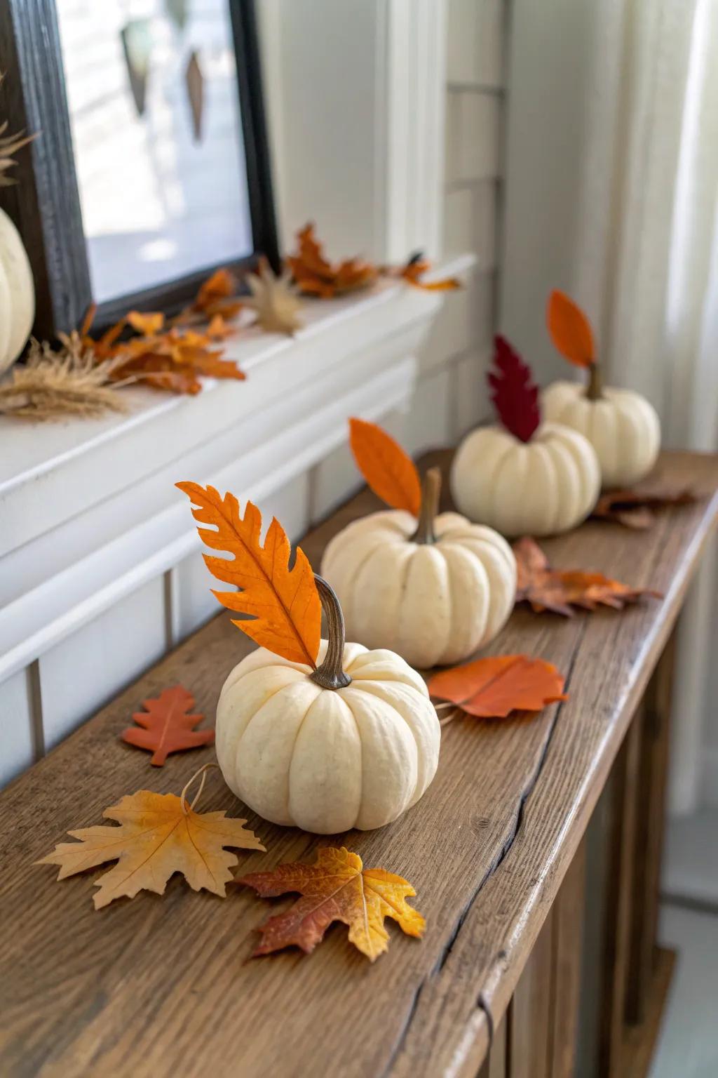 Adorable mini pumpkin turkeys add charm to any corner of your home this fall.