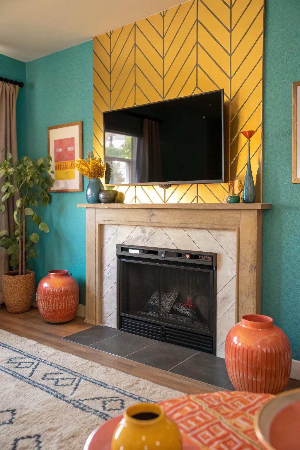 Elevate your design with a sleek TV mount above the fireplace for a modern touch.