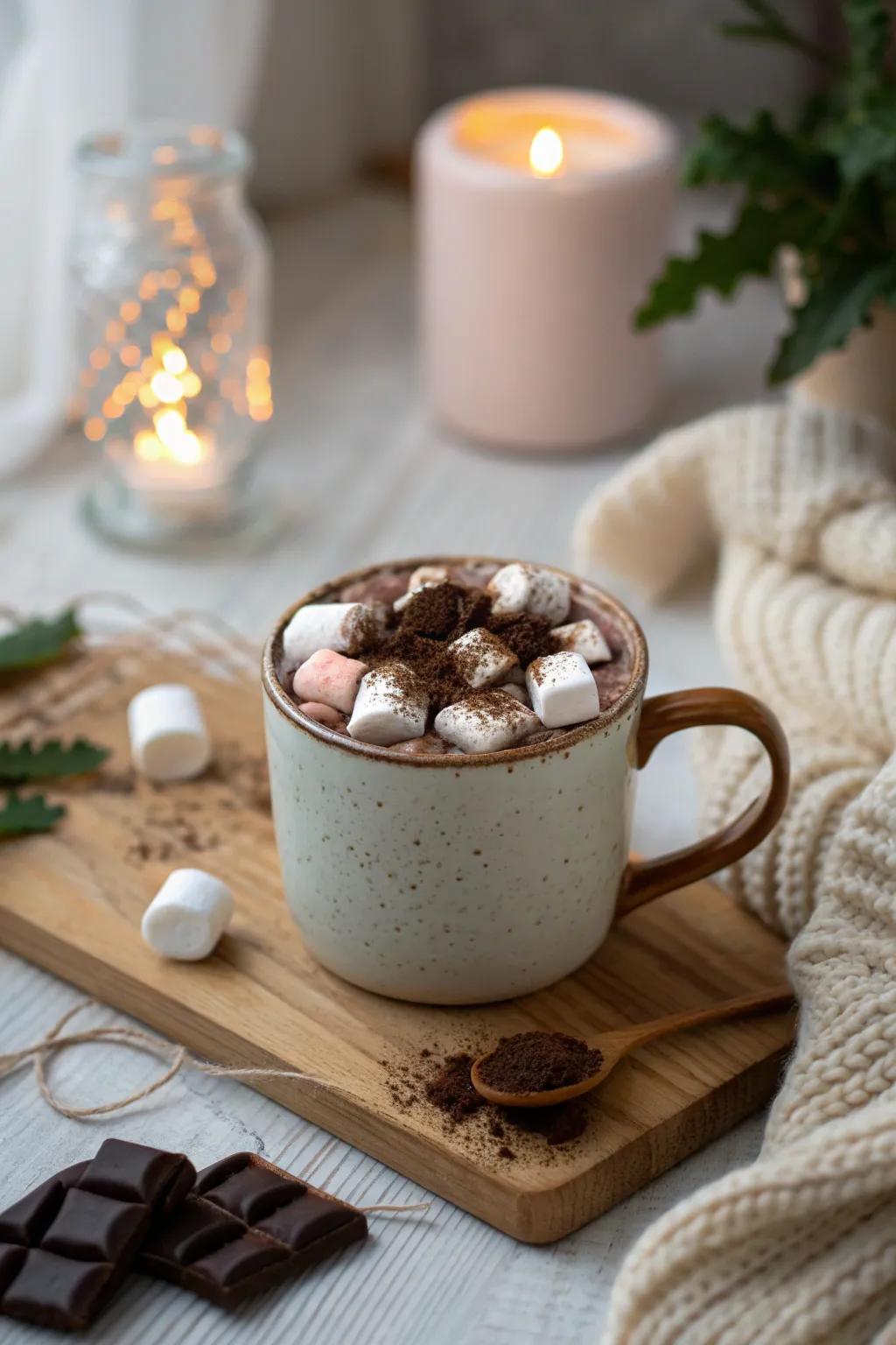 Warm up with a homemade cocoa mix, beautifully layered in a mug. 🍫☕ #HotCocoa #DIYGifts