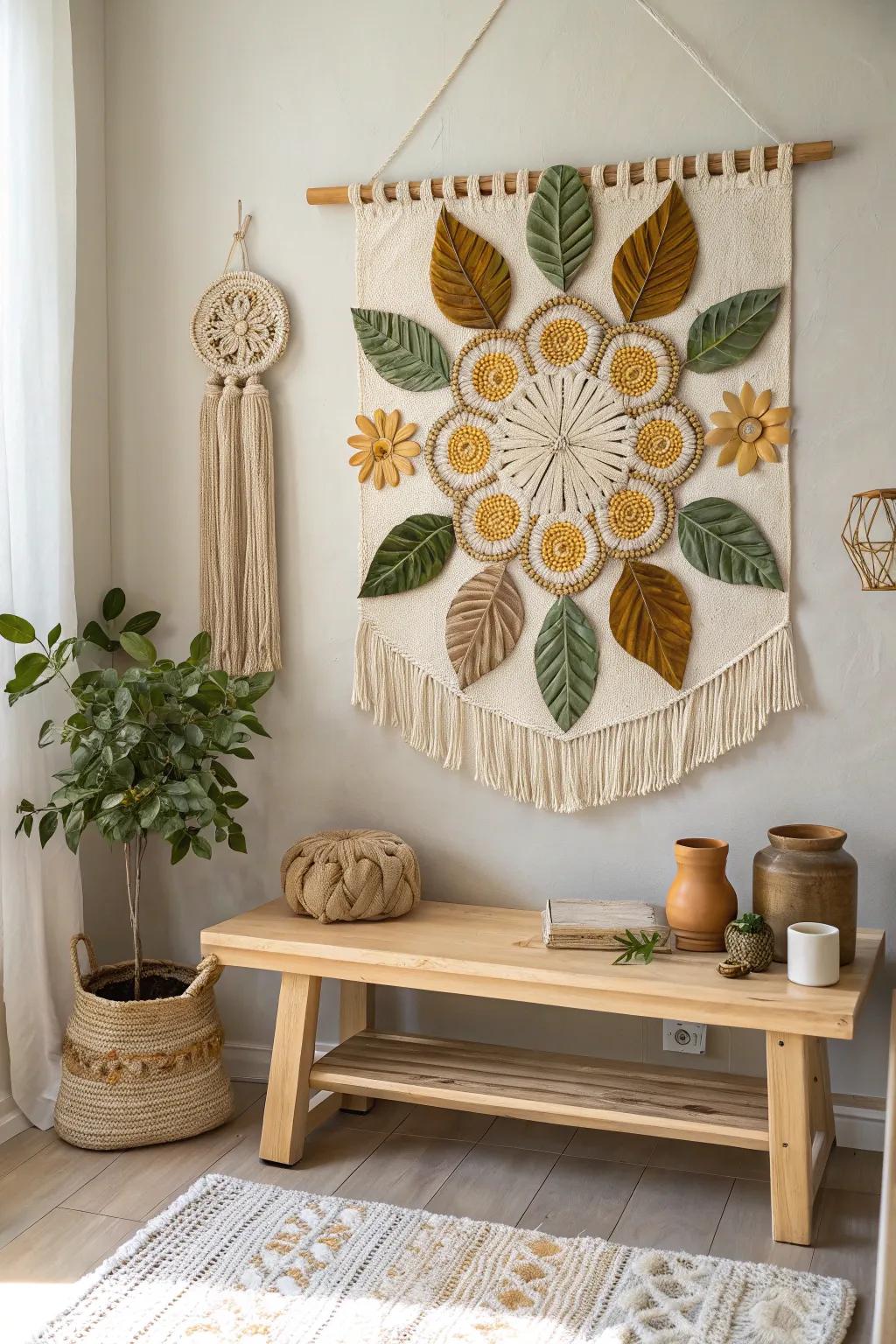 Bring the beauty of the outdoors inside with nature-inspired crochet art. 🌼🍃 #HomeDecor
