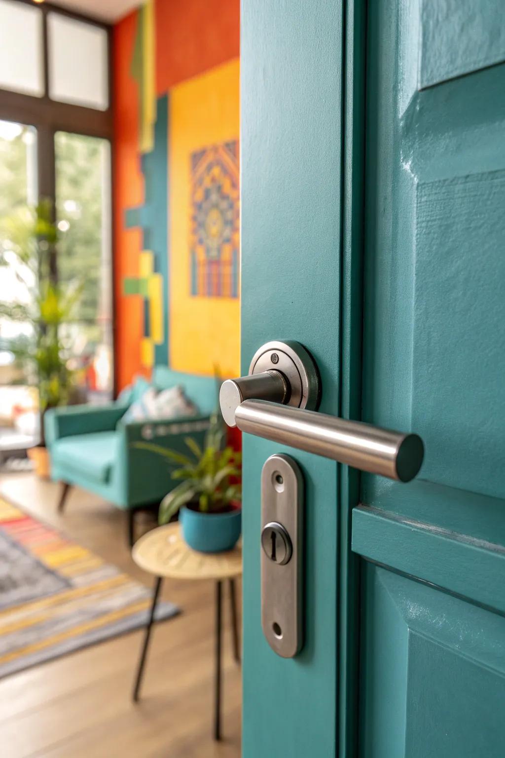 Minimalistic lever handles offer a chic, modern twist. #HomeStyle #DoorDecor