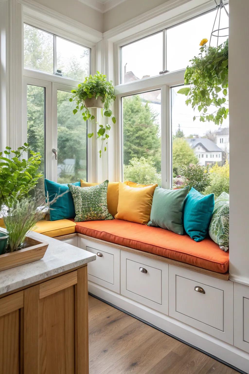 Bask in the beauty of natural light and serene views from your bay window seat. 🌿 #HomeDecor #BrightSpaces