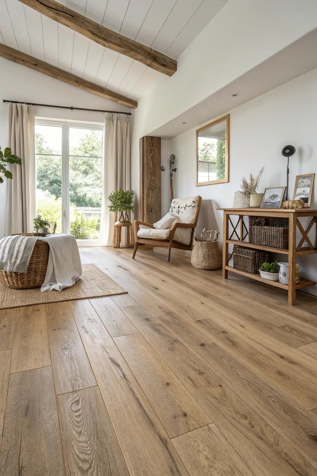 Wide plank vinyl flooring creates a luxurious and spacious feel in any living room. 🌟 #VinylFlooring #InteriorDesign #LivingRoom
