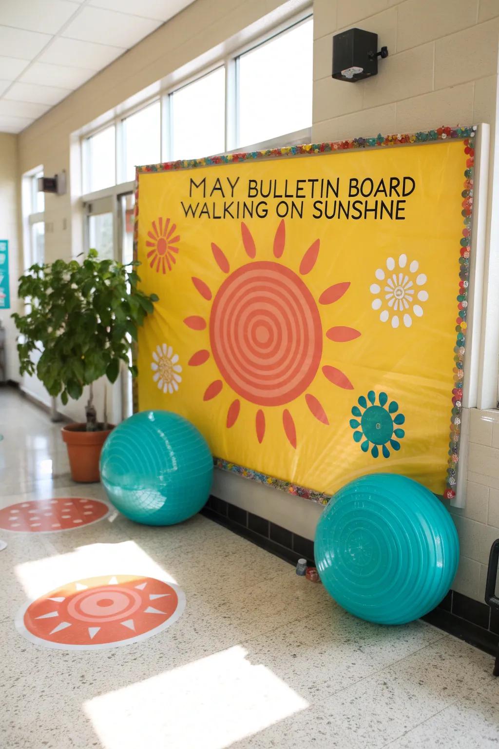 Walk on sunshine every day with a bulletin board that radiates positivity. #SunshineVibes #BulletinBoardDesign