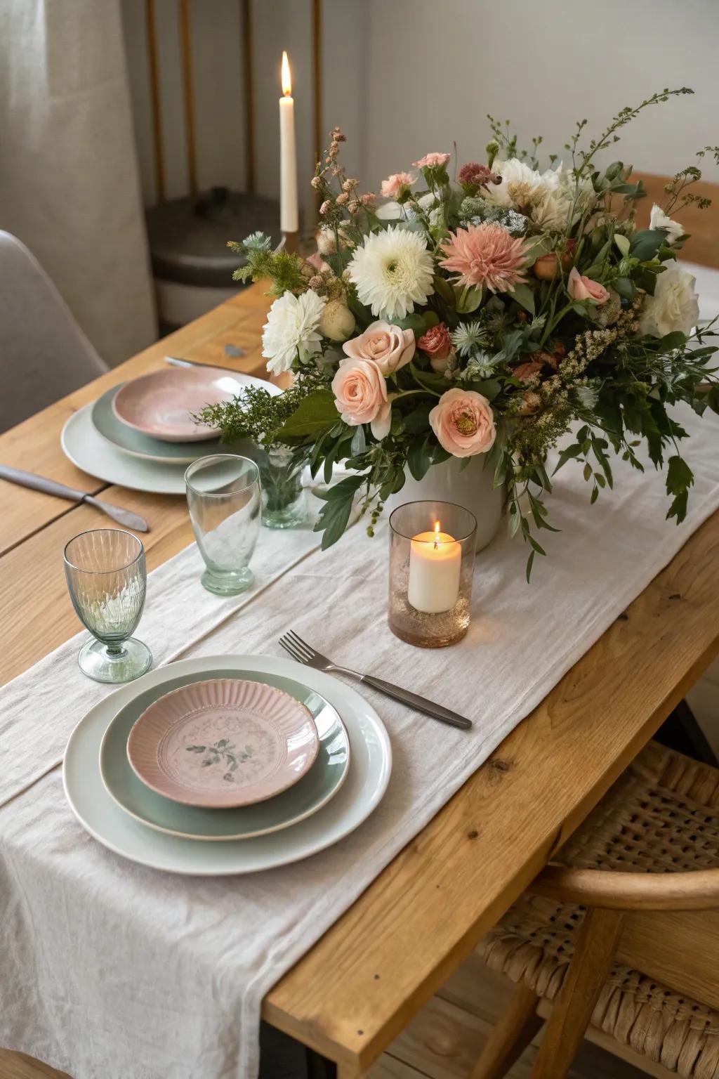 Add a pop of color and life to your table with a striking floral centerpiece. 🌿 #TableDecor #HomeStyle