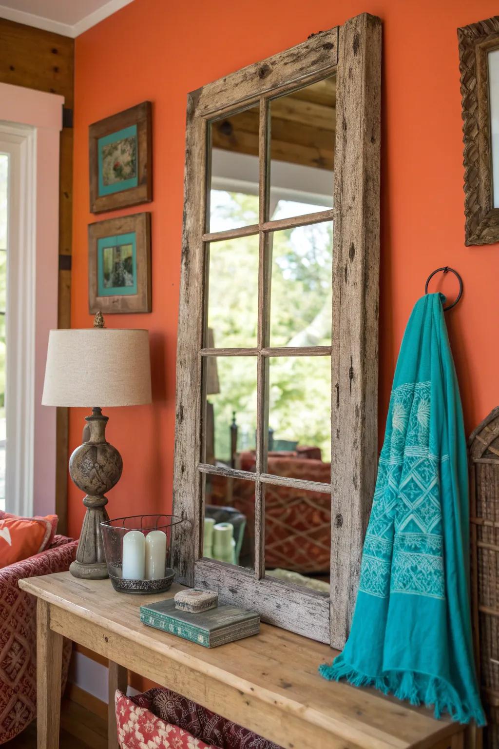 Add historical charm to your decor with a mirror that echoes the past. 🪞✨ #VintageVibes #RusticElegance