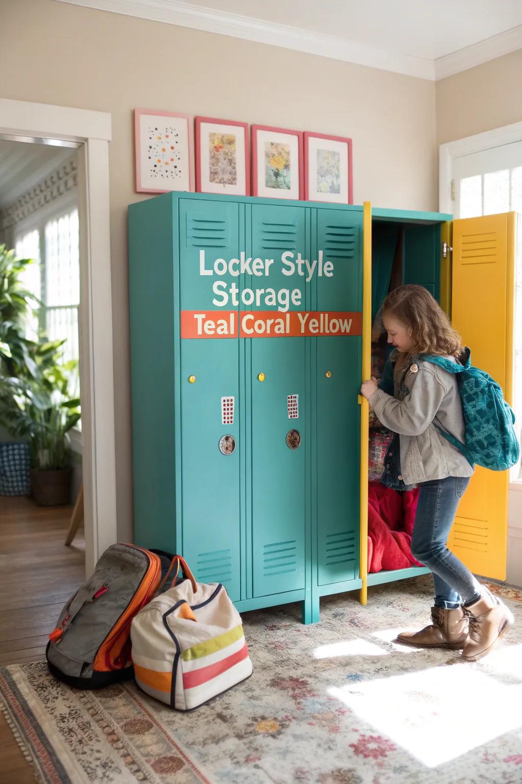 Bring a touch of school spirit home with personalized locker-style storage. 🏫 #LockerStyle #HomeOrganization
