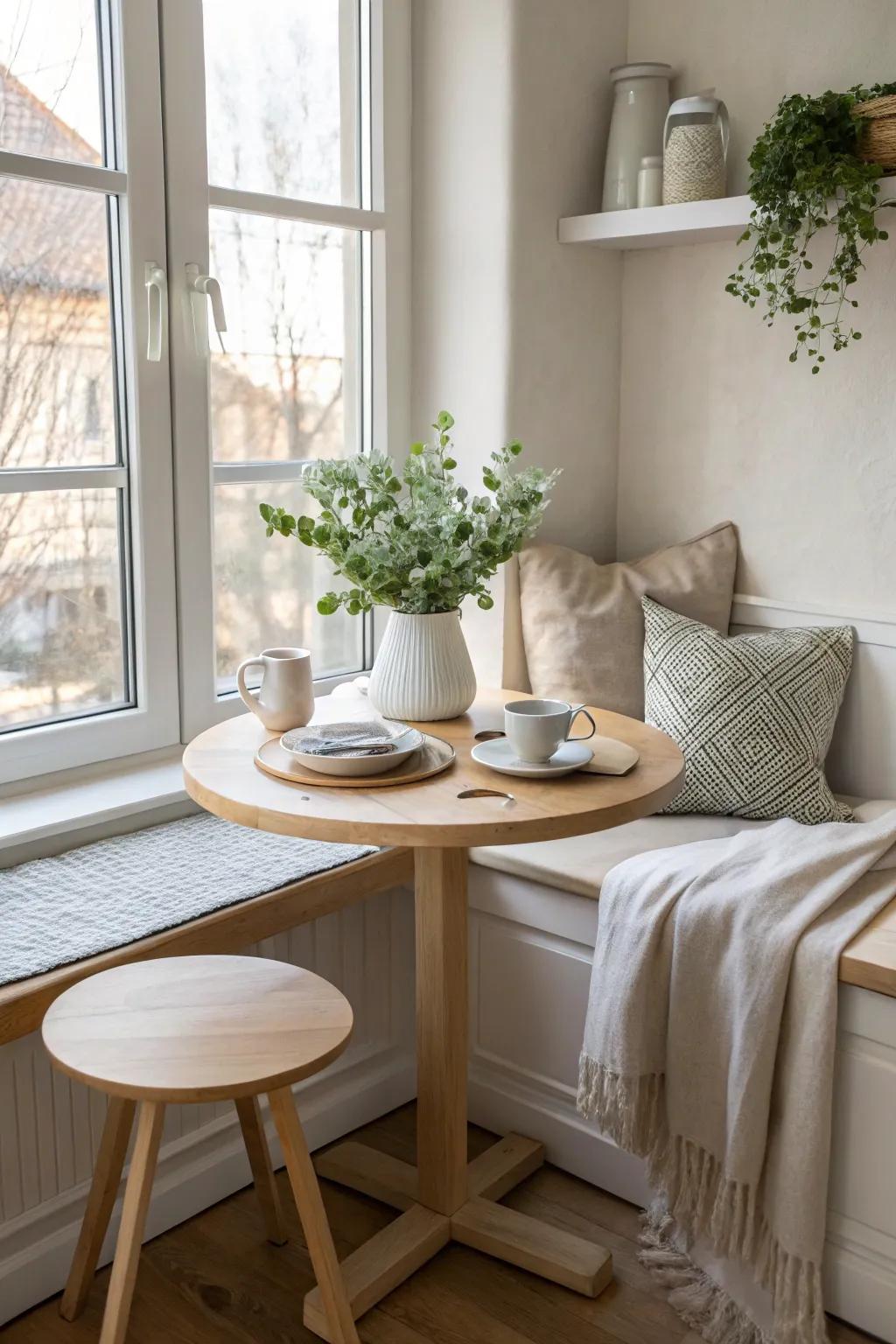 Bask in natural light with a breakfast nook perfectly positioned by the window 🌞 #NaturalLight #BreakfastNook