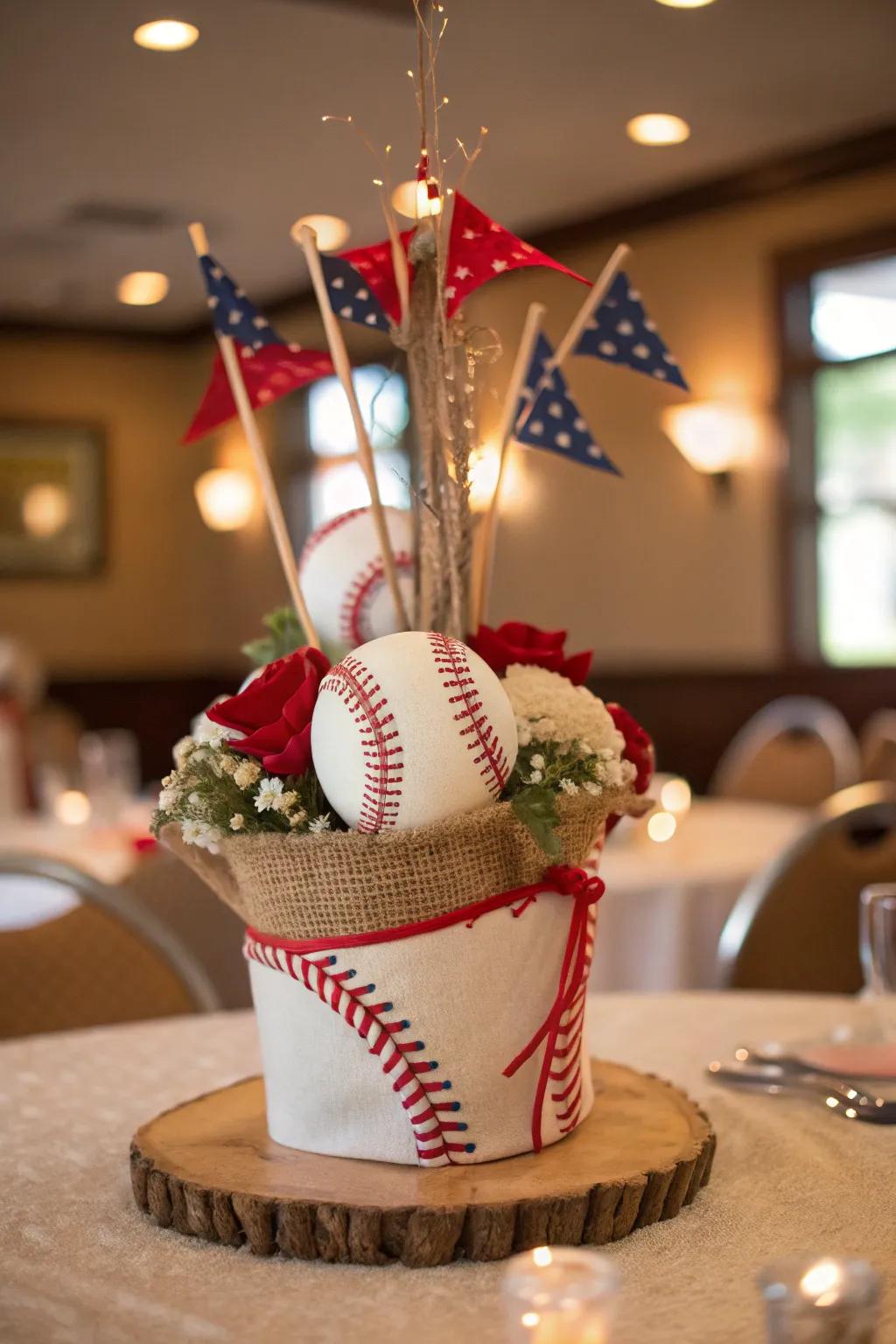 Celebrate your team spirit with a centerpiece in vibrant team colors.