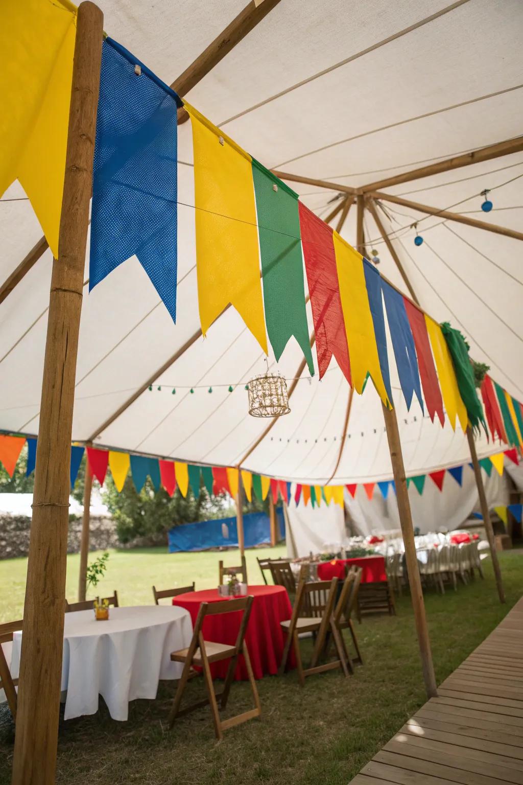 Brighten your space with vibrant banners that dance in the breeze.