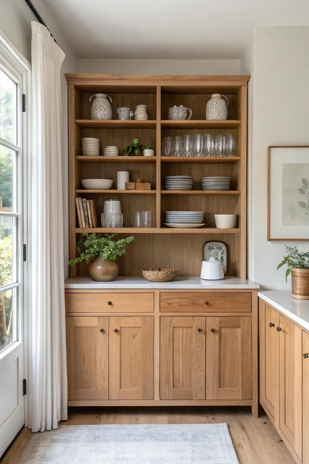 Blend open and closed storage to keep your kitchen organized and stylish.