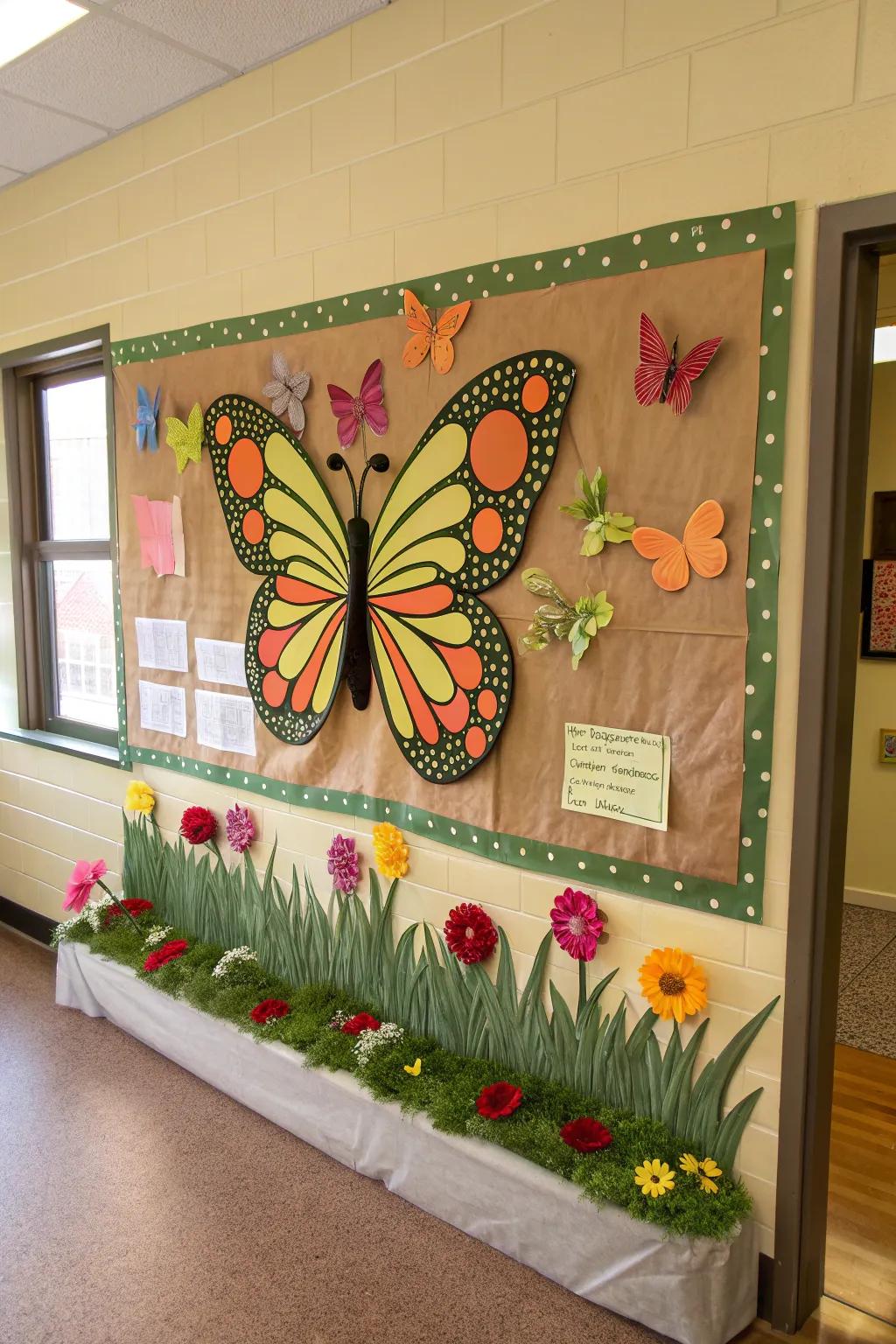 Create a peaceful atmosphere with a nature-inspired butterfly bulletin board.
