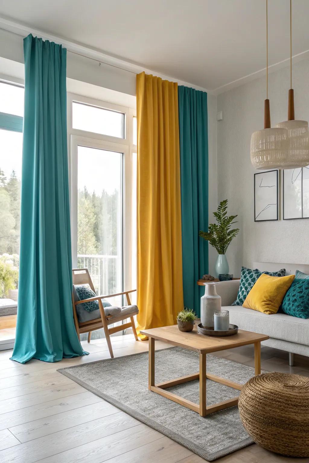 Bring your room to life with a pop of color from vibrant drapes that energize the space.