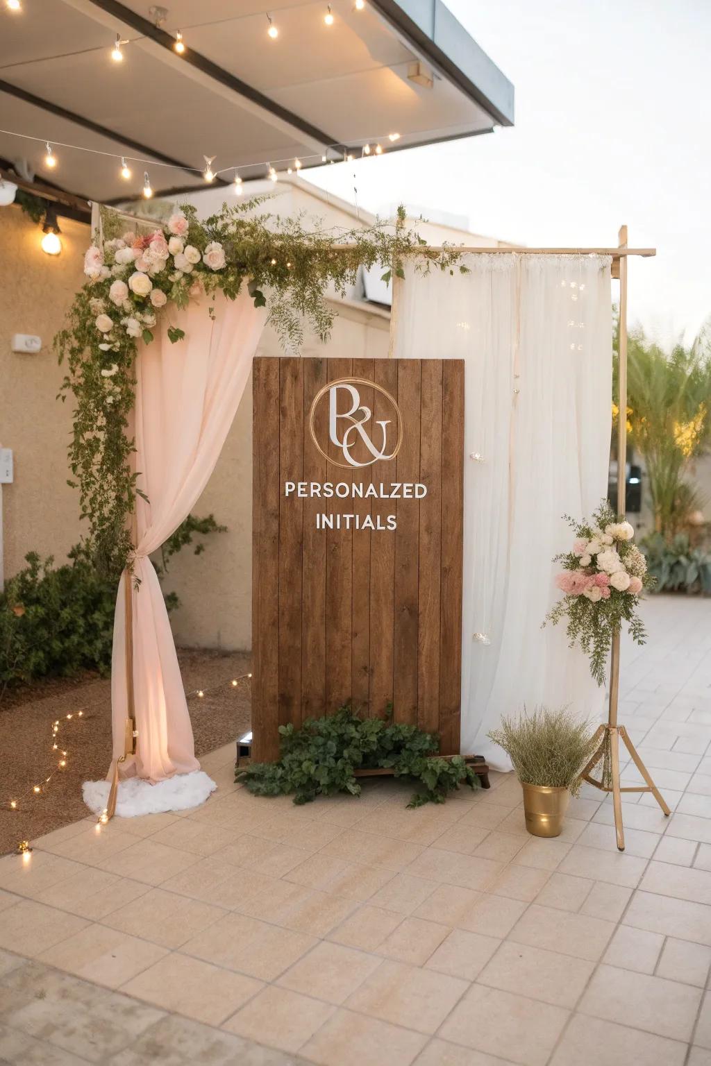 Make it personal with custom signage that tells your love story in every snapshot.