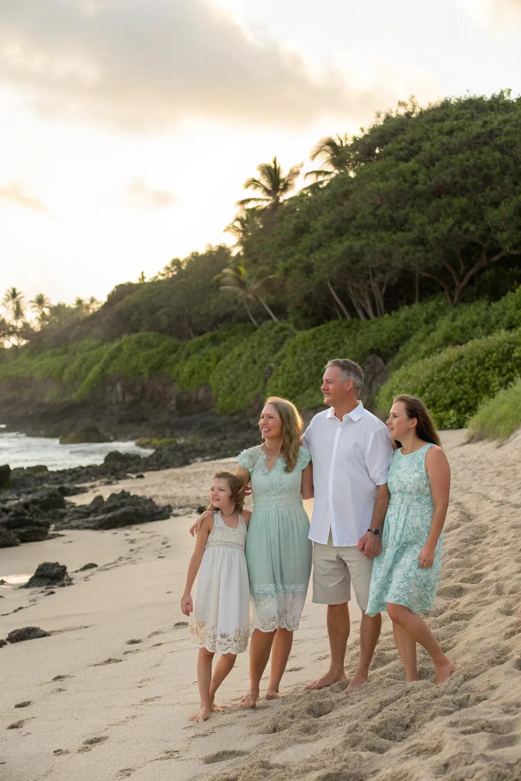 Textures like lace and linen add a dynamic touch to your beach photos.