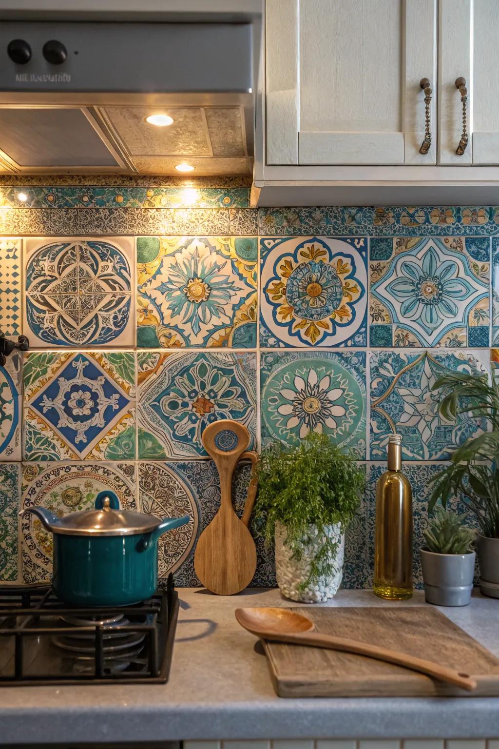 Transform your kitchen into an artistic masterpiece with vibrant mosaic tiles that tell a story.