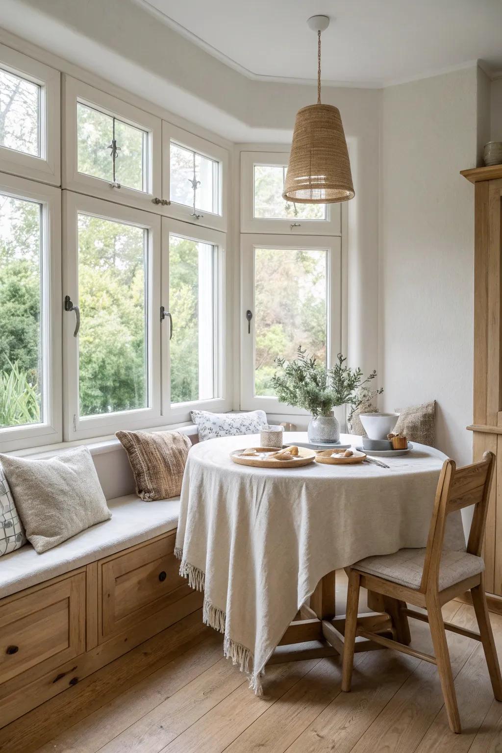 Turn your bay window into a delightful dining nook that's perfect for every meal.
