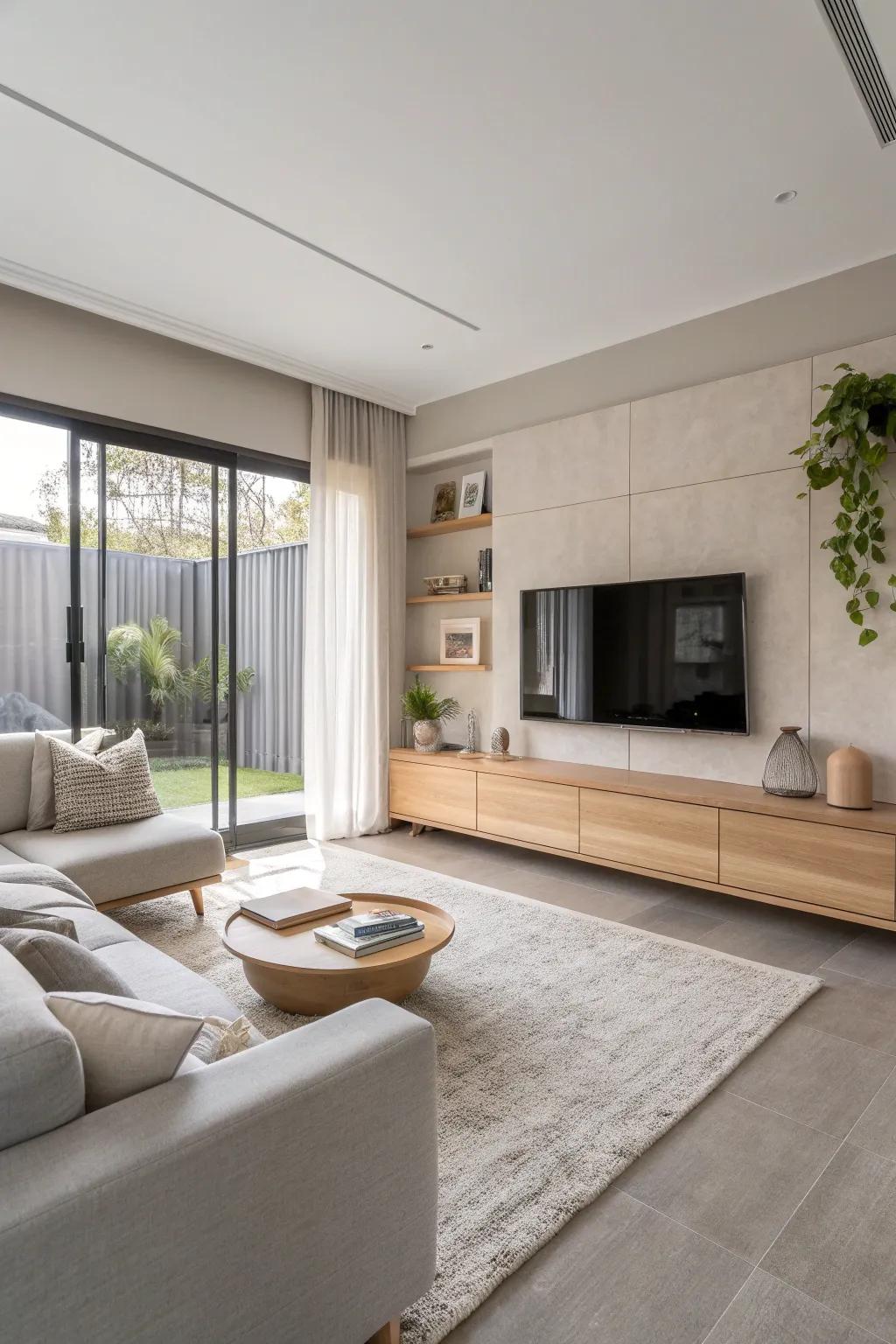 An open layout ensures your TV room feels airy and welcoming, ideal for gatherings.