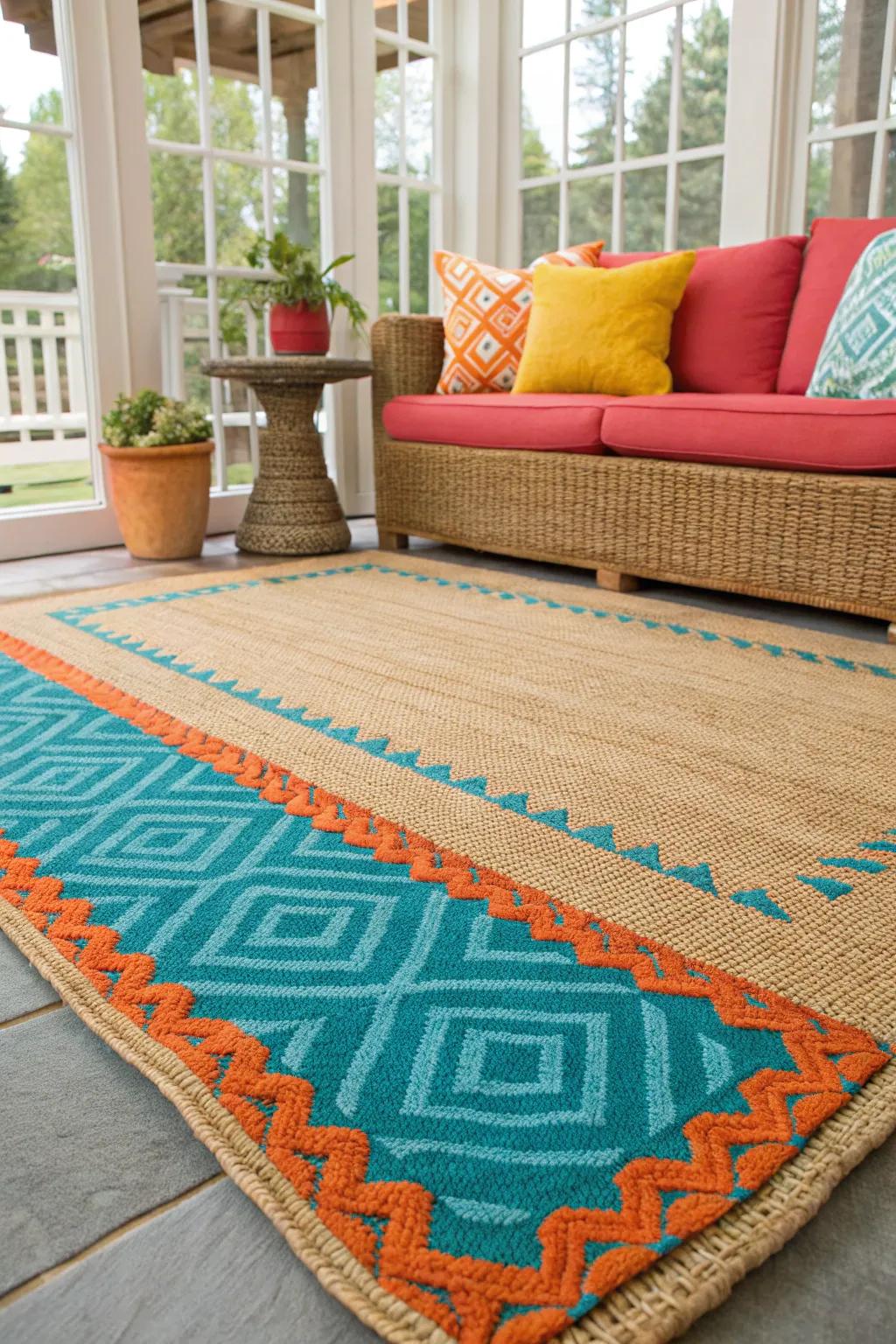 Layering rugs adds dimension and texture to your sunroom, creating a visually stunning effect.