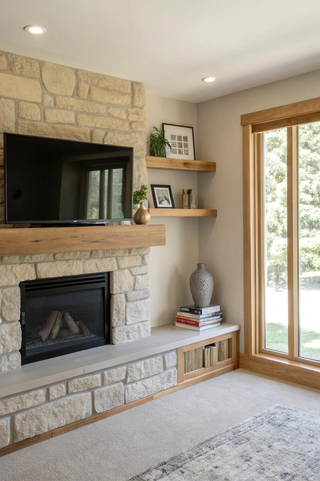 A minimalist approach brings elegance and tranquility to your TV and fireplace setup.