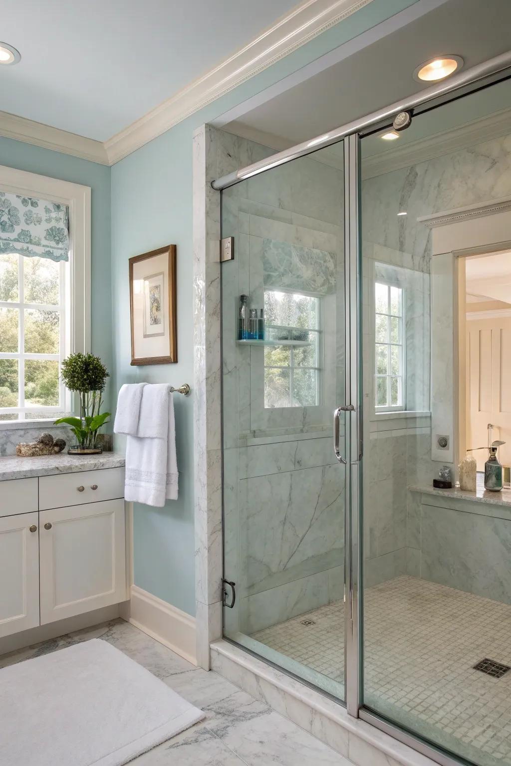 Embrace minimalism with frameless glass doors that add a touch of modern elegance.