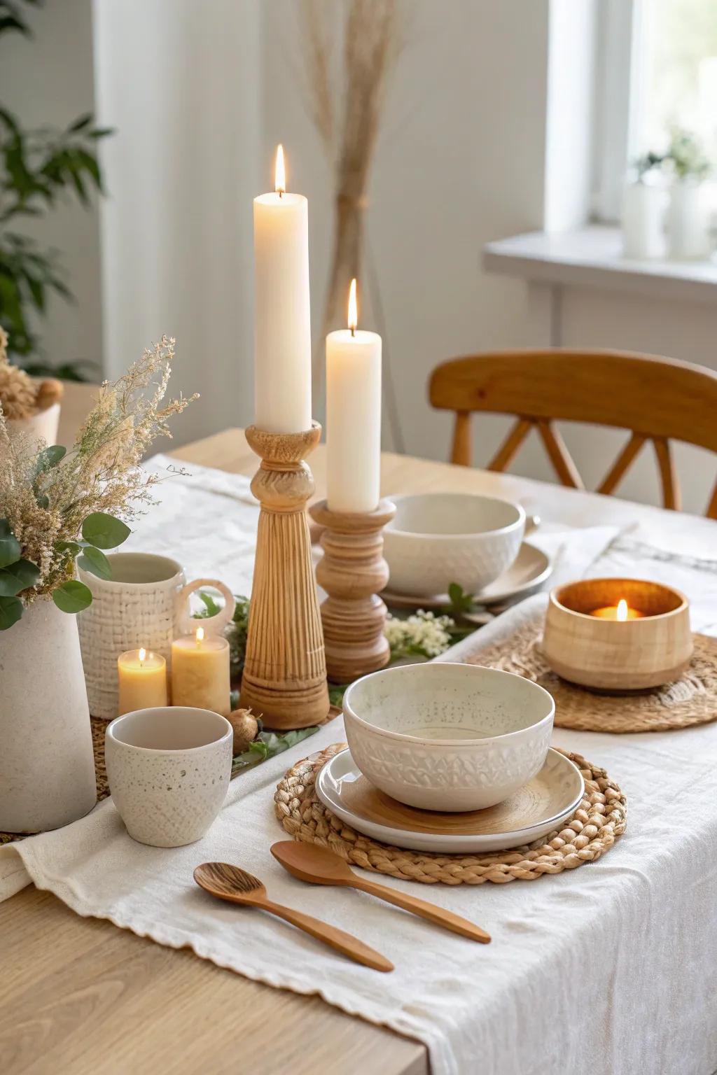 Illuminate your mornings with the soft glow of candles. 🕯️ #TableAmbiance #CandlelitBreakfast