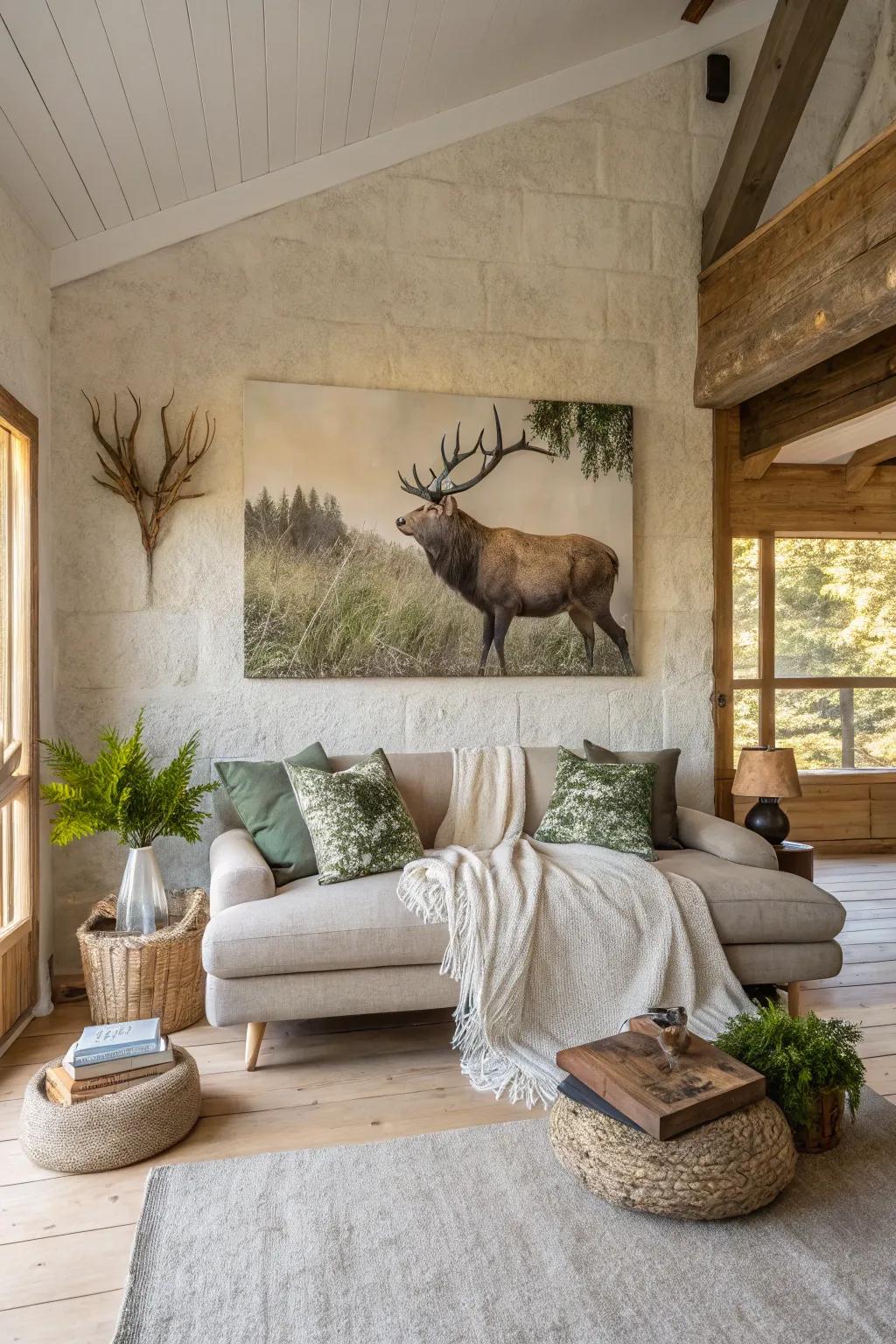 Let nature inspire your decor with elements that reflect the wild beauty outside.