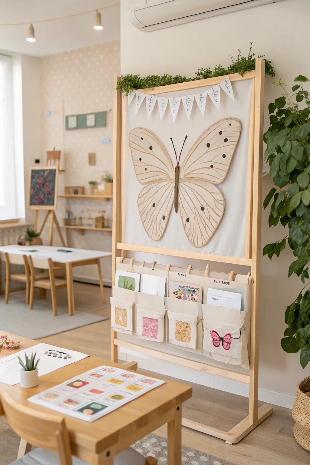 Boost engagement with an interactive butterfly bulletin board that invites student participation.