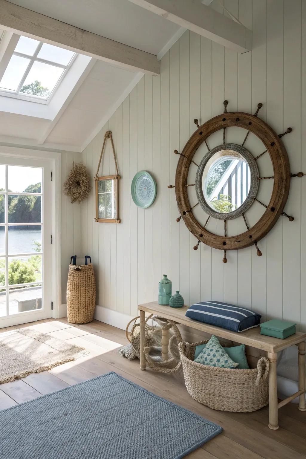 Capture the essence of life at sea with a charming porthole mirror.