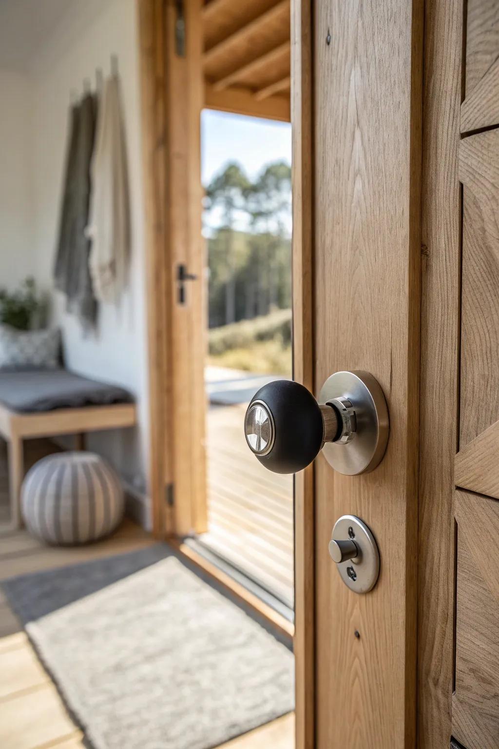 Matte black knobs create a powerful, modern contrast.