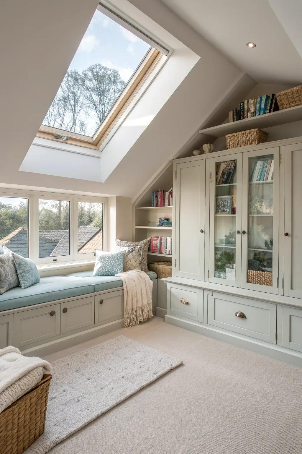 Let natural light in with a skylight, turning your eaves into a bright and welcoming space.