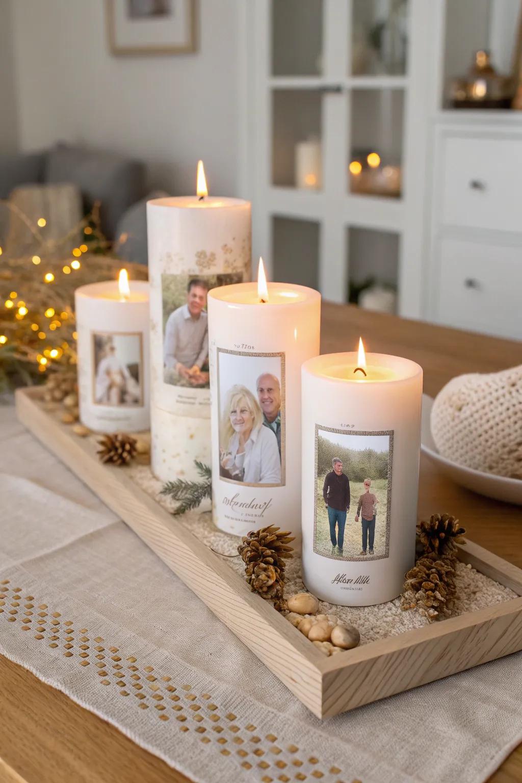 Let your family memories shine with personalized candles that add warmth and nostalgia.