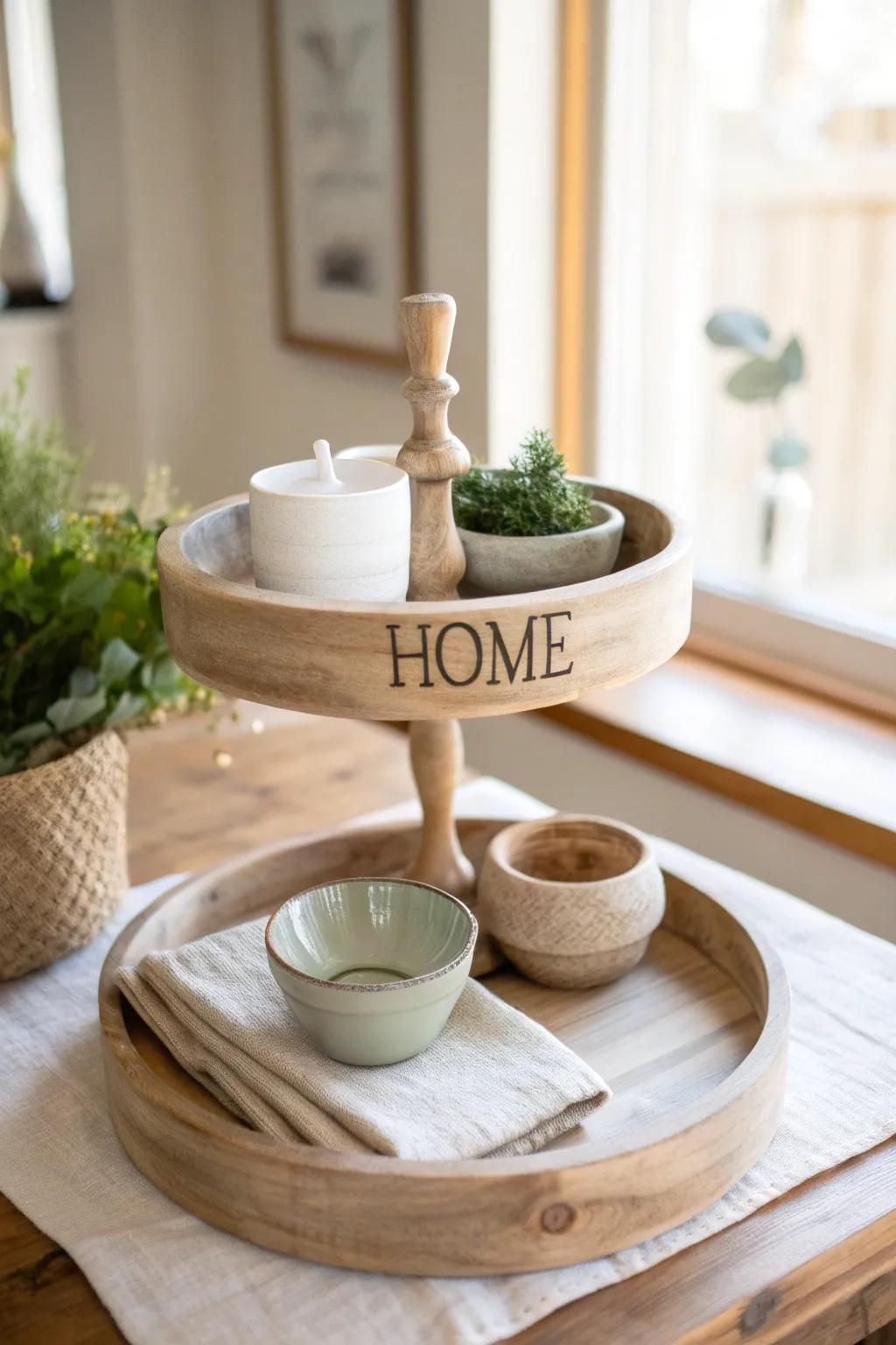 Welcome guests with heartfelt messages displayed beautifully on your farmhouse tiered tray.