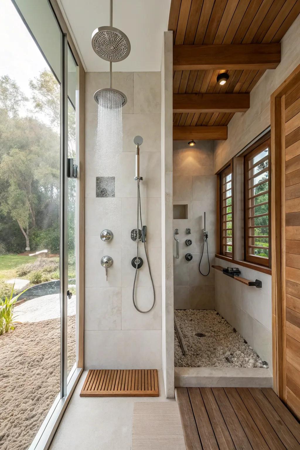 Enjoy the luxury of personalized comfort with separate shower controls for each partner. 🌡️ #BathroomTech #CoupleGoals